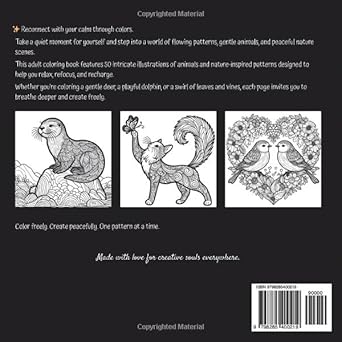Animals and Nature Patterns Coloring Book For Adults