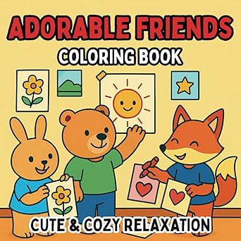 Adorable Friends - Bold & Easy Coloring Book for Adults, Teens, Seniors & Kids